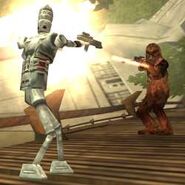 IG-88 attacks Chewbacca in Elite Squadron.