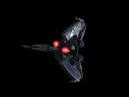 A Droid Tri-Fighter flying in space.