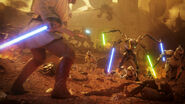 Promotional image of Obi-Wan Kenobi and General Grievous on Geonosis.