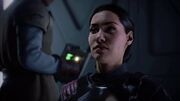 A captured Versio is questioned by a Rebel Intelligence Officer
