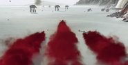 Promotional material of ski speeders and AT-M6 walkers on Crait.