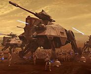 A AT-TE Walker in action on Geonosis.