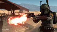 Boba Fett firing his EE-3 on Dune Sea Exchange on Tatooine.