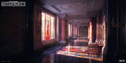 One of the gallery corridors, featuring a mural of Queen Amidala.