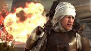 Dengar in Cloud City, in front of an explosion.