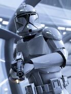 A phase one clone trooper on Kamino.