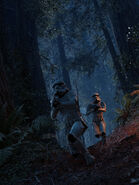 Stormtroopers on Endor at night.