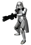 A Clone Heavy Trooper with a DC-15 Blaster Rifle.