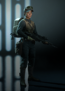 The old Rebel Rocket-Jumper with its former appearance and A280 blaster rifle.