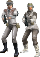 A snow rebel marksman from the first game (left) and one from the second game (right).