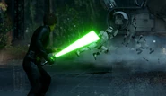 Luke Skywalker uses force push on stormtroopers on the Endor map, Imperial Station.