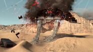An AT-AT is destroyed on Jakku.