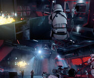 First Order stormtroopers and Resistance fighters in Starkiller Base.