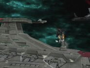 Near destruction sends this Tri-Fighter in retreat