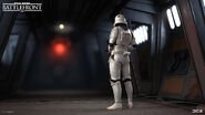 A stormtrooper in an imperial base.