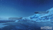 GR-75 transport shuttles on Hoth waiting to deploy with Rebel forces in tow.