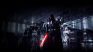 Cinematic capture of Darth Vader among stormtroopers in an imperial hangar