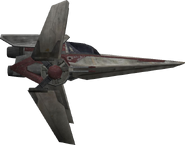 A side view of a V-Wing.