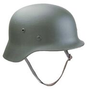 The Stahlhelm, or steel helmet, is the standard head protection for German soldiers. First put into use in late WWI by the German Empire, and then in the interwar and WWII years, the Stahlhelm was discontinued after WWII due to its connection with the Nazis. However, Germany now uses it again, emphasizing its use with soldiers of the Second Reich in the First World War.