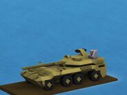 Abhay IFV is a relatively cheap but very dangerous vehicle, it is armed with a 120mm smoothbora gun that can destroy tanks, and 1 ATGM launcher. The Abhay is also fitted with 2 12,7mm machine guns, and 2 extra 12,7mm machine guns can also be installed. This vehicle is fast, it has a top speed of 144Kph on road and 134Kph off road, but the speed doesn't mean it has no armor, it can easily defend it self against most hand held weapons and anti tank weapons to some extent. The Abhay is an excellent vehicle that can take on a large amount of roles while still not begin over priced.