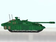 The Type 85B is an improved version of the Type 85A. It sports a long barreled 152mm 316B-15 main gun, having higher shell velocity and accuracy. The armor on the Type 85B remains little to unchanged, armor not being the focus in the VPAGF combat doctrine. Lightweight, fast, hard-hitting and mass producible being the preferred method. But that doesn't mean the Type 85B is easy to take out - it sports countermeasure and surveillance systems that ensure the tank isn't an easy target to lock on to or hit. The Type 85B is equipped with hydropeumatic suspension to help it hide in folds and dips in the ground, or behind cover. The strong turret combined with a hull-down position makes this vehicle a difficult opponent to remove. It's mobility is where it shines - 87kph on roads and 54-60kph on offload conditions. It has a 1,300 hp modular diesel and has a hp/t ratio of 23.4. The Type 85B is more expensive than the Type 85A, but not by much. It is still in somewhat-mass producible range.