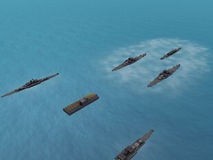 Technically considered 1 ship this fleet is a hybrid of battleship, cruiser, and aircraft carrier.