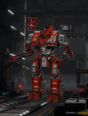 Warhammer BattleMech in a Mech Bay.