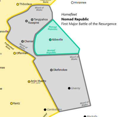 While Nomad Republic's Homefleet prepares to search for a new home, they become the defenders of Abbeville as the Word of Blake assaults the Federated Suns.