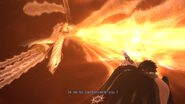 Bader attaquant Bayonetta avec une lame de lumière.