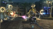 Bayonetta che combatte contro due Fidelity