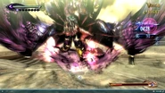 Bayonetta summons Mictlantecuhtli with the Umbran Climax.