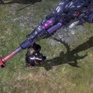L'ombre de Bayonetta en portant le G-Pillar