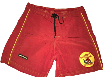 Red baywatch shorts store