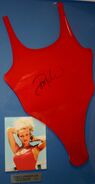 One of Pamela's autographed swimsuits with no Lifeguard patch