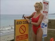 Baywatch - February 1, 1997 - 1565 - Donna Marco (Donna D'Errico) In Her Red Lifeguard Bathing Suit