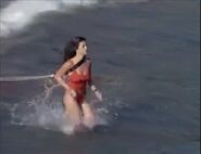 Baywatch - February 18, 1995 - 300 - Caroline Holden (Yasmine Bleeth) In Her Red Lifeguard Bathing Suit