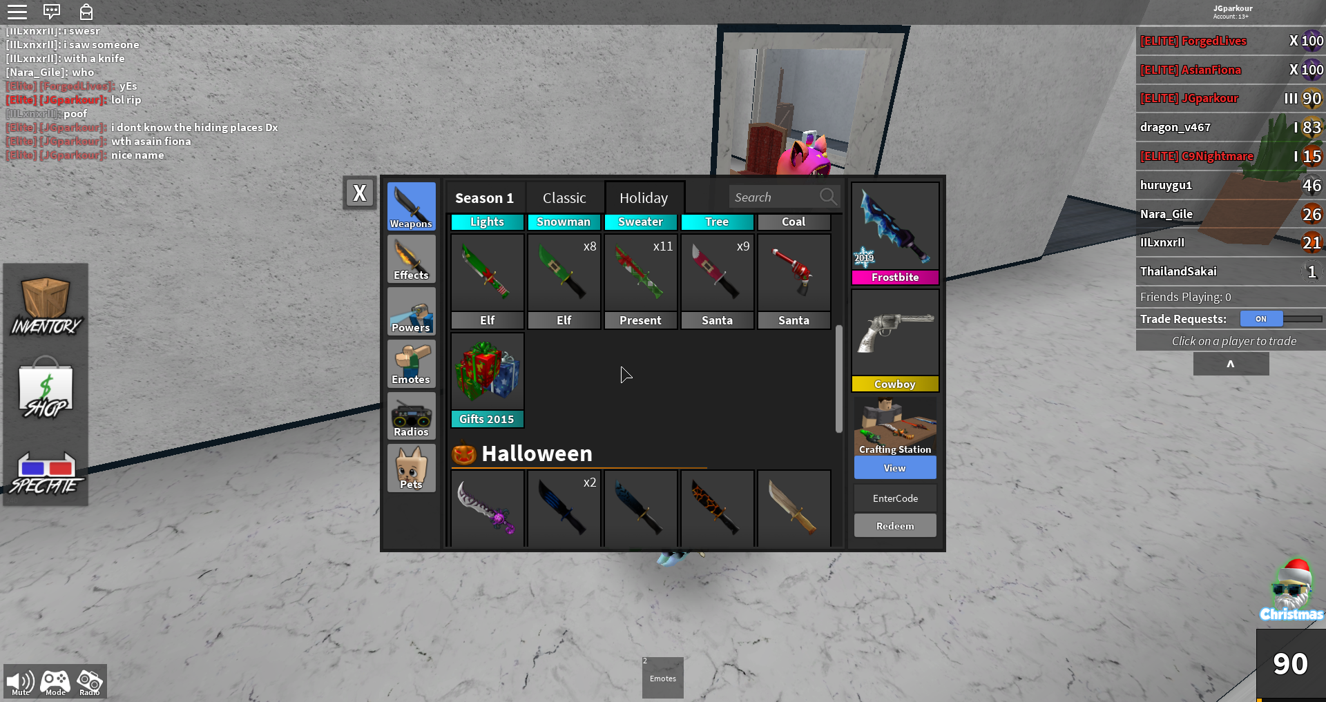 Trading My Mm2 Items For Adopt Me Items Fandom - roblox murder mystery murderer who stole christmas