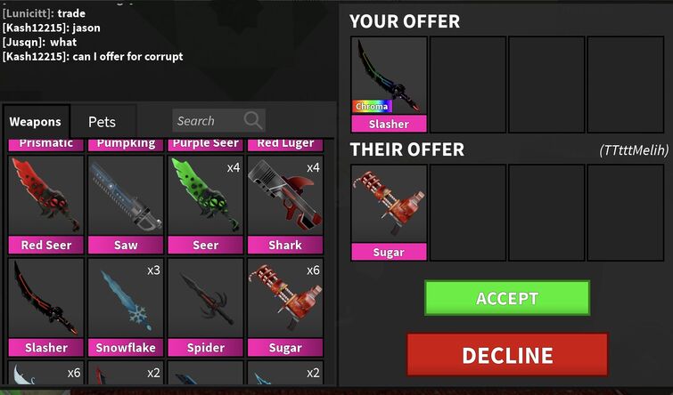 Trading Chroma Heat! Using Mm2 Values And Not Supreme.Right now