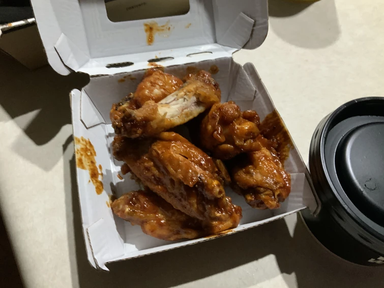 i got the uhh blazing knockout wings or smth from Buffalo Wild Wings