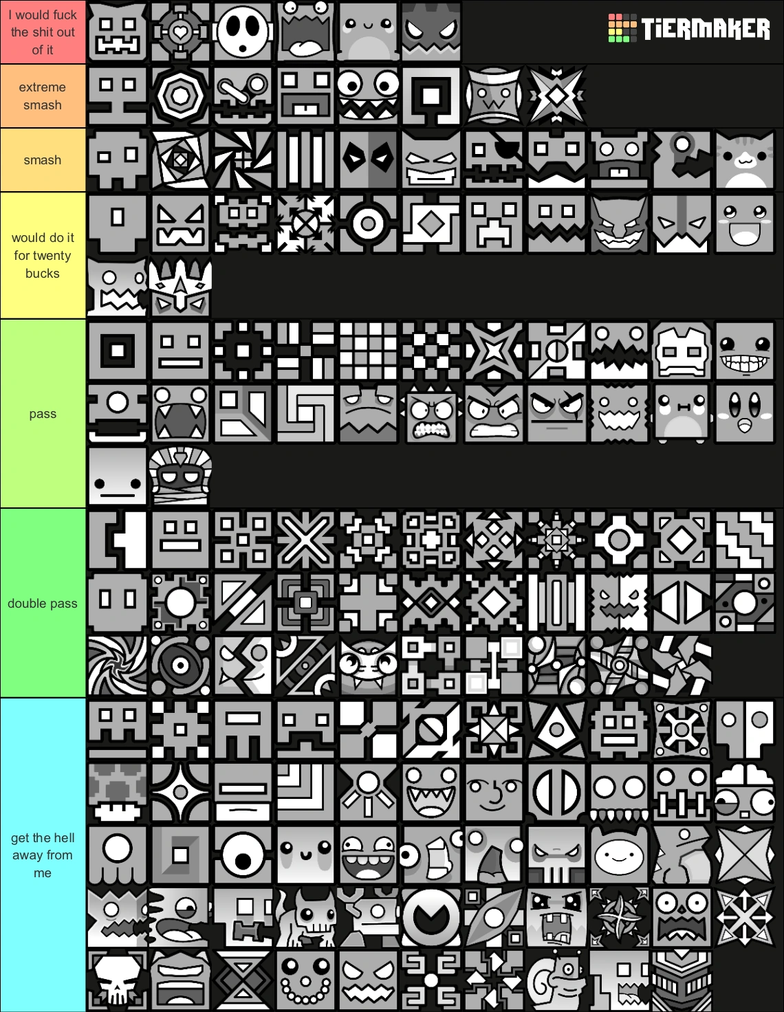 smash or pass geometry dash cubes Fandom