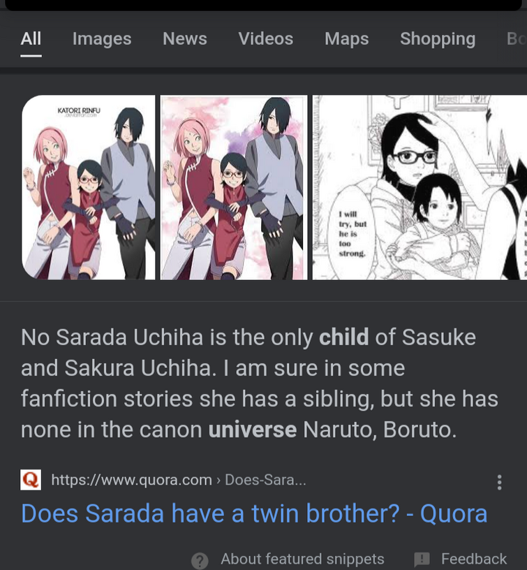 Does Sarada have a twin brother? - Quora