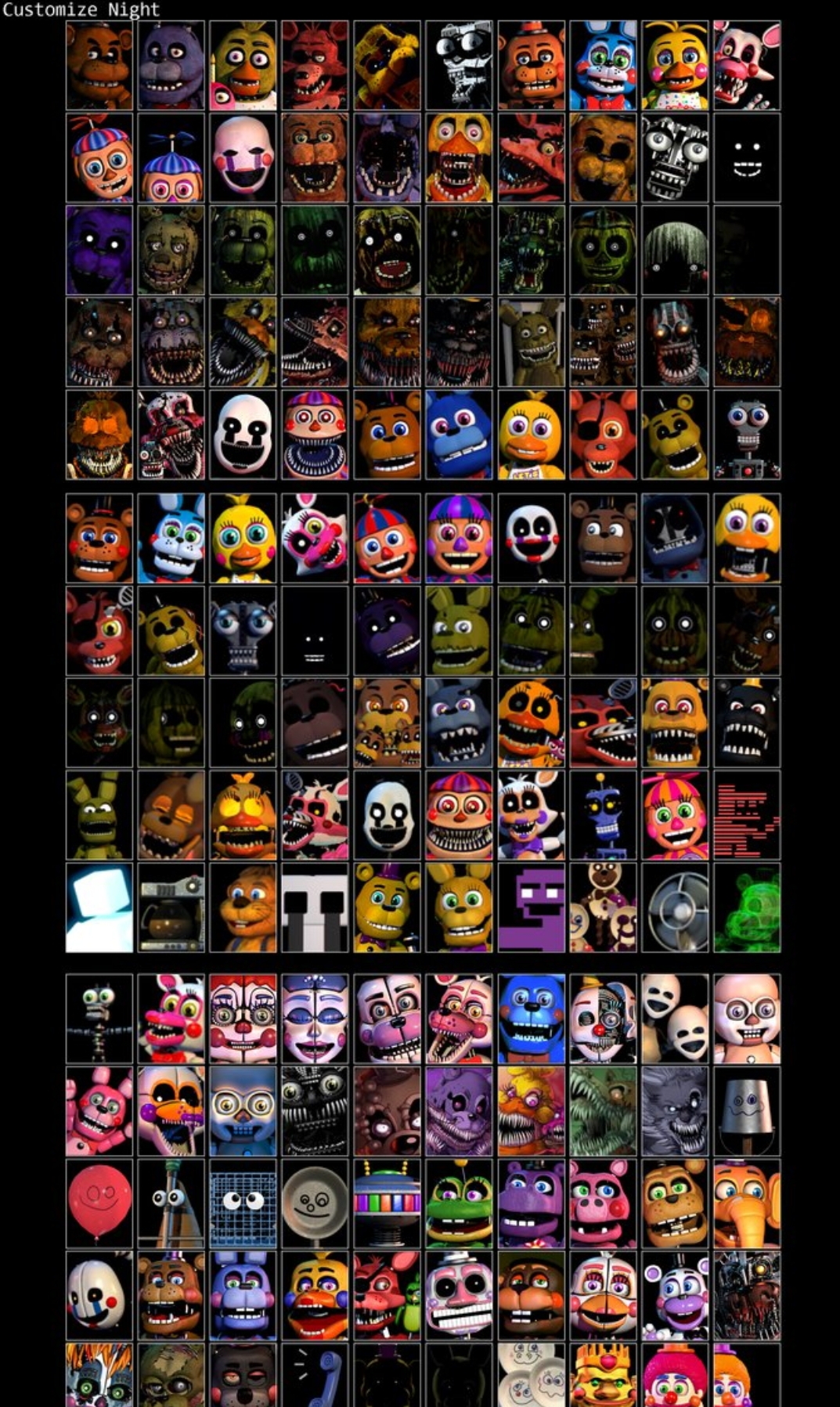 What if the Ultimate Custom Night roster had 100 characters