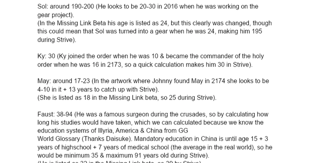 Guilty Gear character age theories Fandom