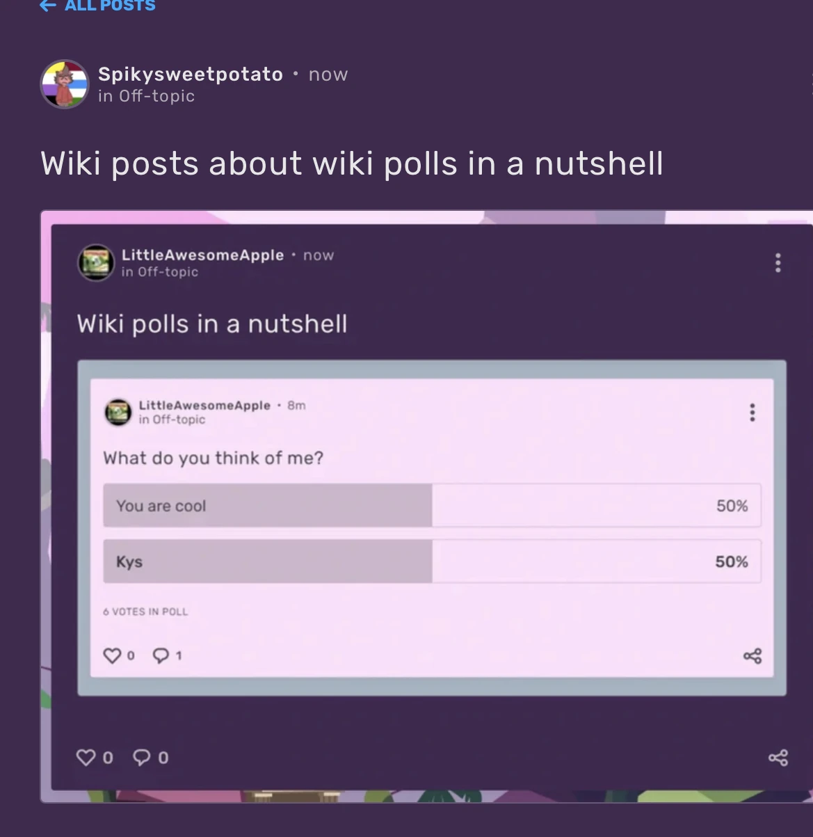 Wiki posts about wiki posts about wiki polls in a nutshell Fandom