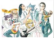 Arte de colaboración entre Beastars y Måneskin.