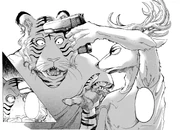 Louis le apunta a Bill con su arma (Manga)