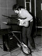 Paul McCartney playing his Fender Esquire, 28 March 1967 (© Sean O'Mahony)