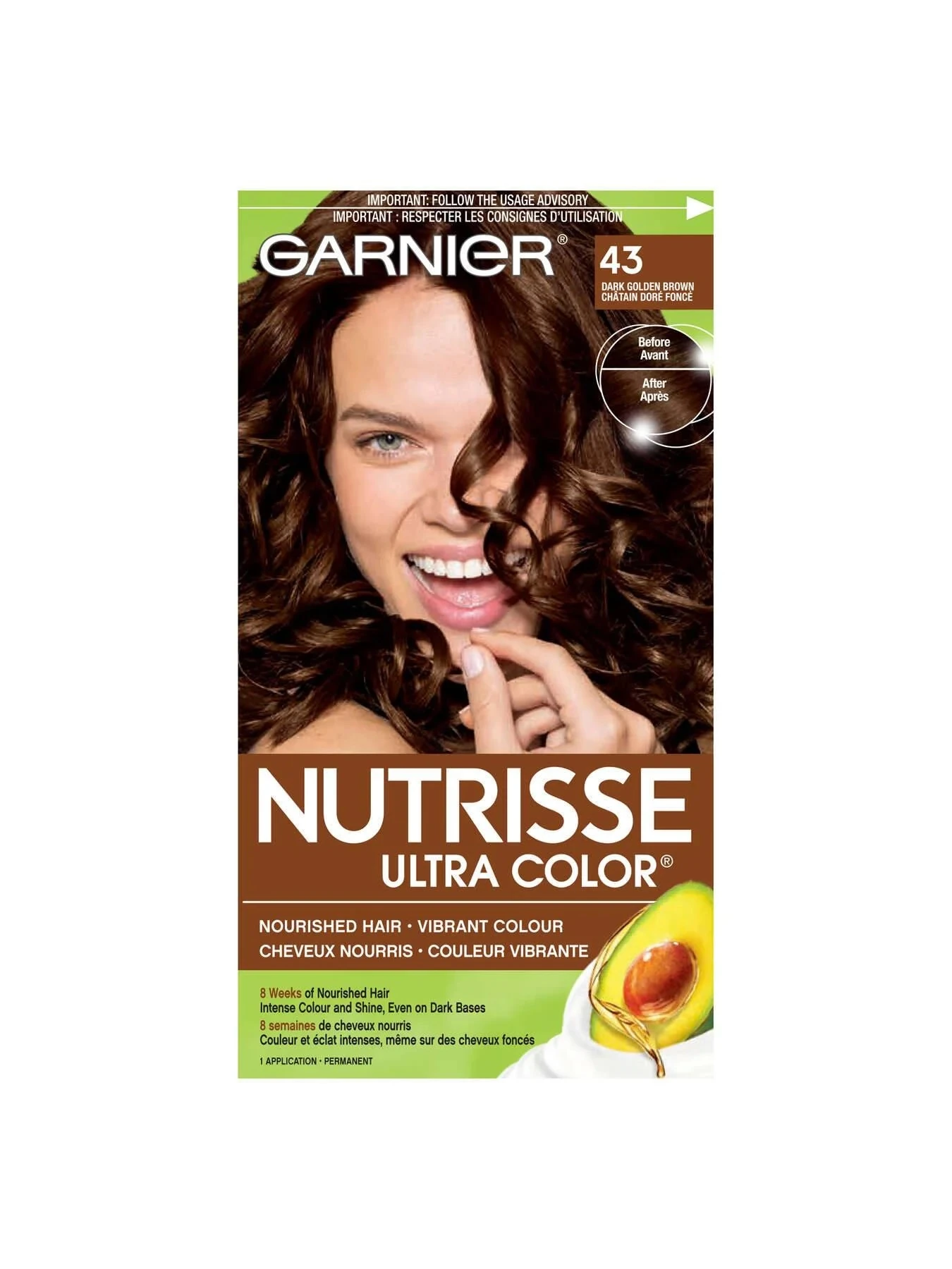 Garnier Nutrisse Nourishing Color Creme Hair Color, 43 Dark Golden