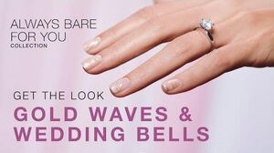 Bridal Gel Nail Art Tutorial Gold Waves & Wedding Bells