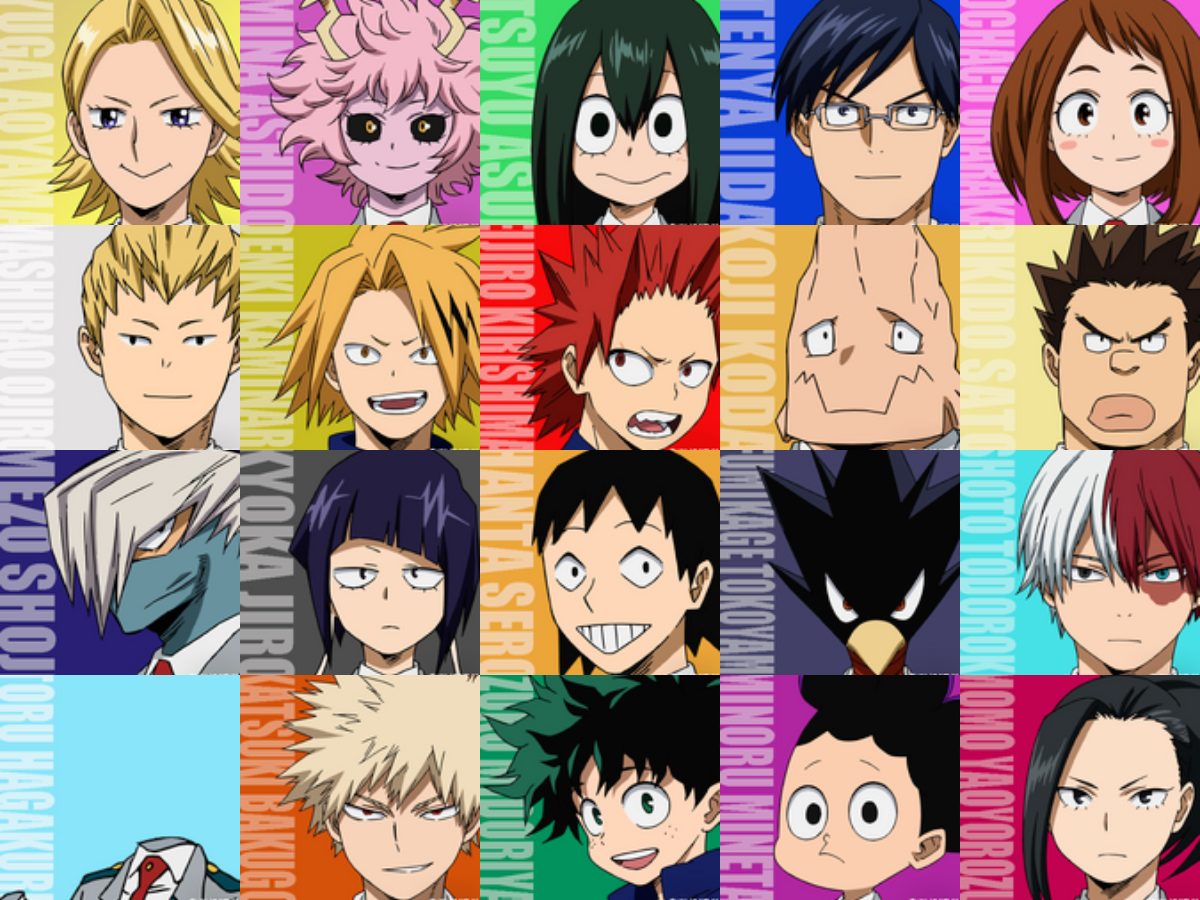 all might, aoyama yuuga, ashido mina, asui tsuyu, bakugou katsuki, endeavor  (boku no hero academia), eraser head (boku no hero academia), hagakure  tooru, hawks (boku no hero academia), iida tenya, jirou kyouka